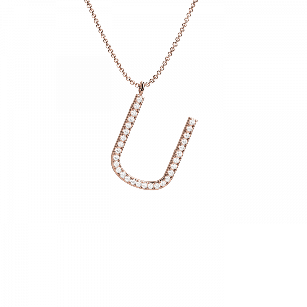 Initials collana Oro 18KT con lettera U in diamanti
