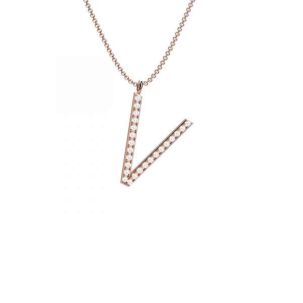 Initials collana Oro 18KT con lettera V in diamanti