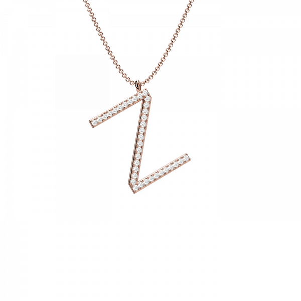 Initials collana Oro 18KT con lettera Z in diamanti