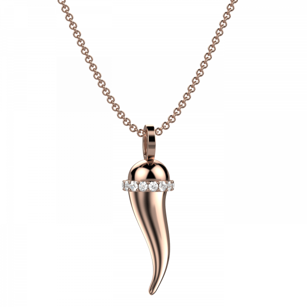 Lucky charm collana corno Oro 18KT e diamanti