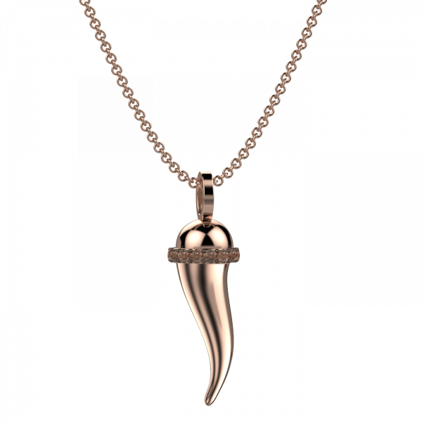 Lucky charm collana corno Oro 18KT e diamanti brown