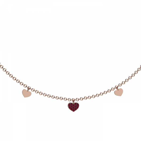Pendenti collana cuore multicharms in Oro 18KT diamanti e rubini