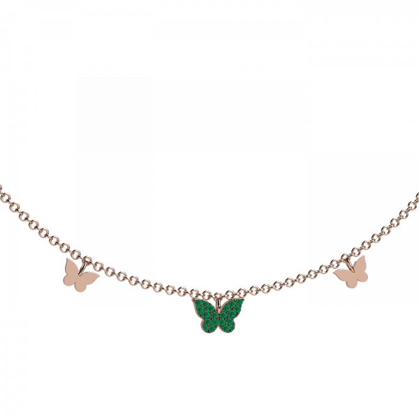 Pendenti collana farfalla multicharms in Oro 18KT diamanti e tsavorite
