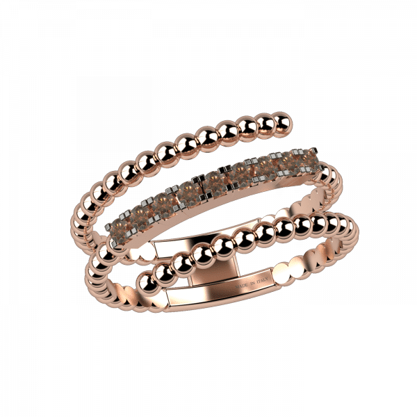 Curly ring in 18KT gold and brown diamonds