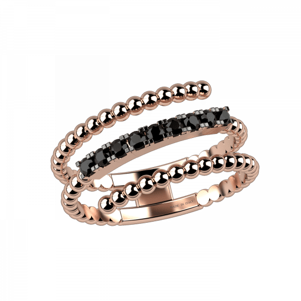 Curly ring in 18KT gold and black diamonds