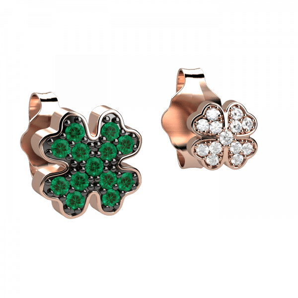 Twins orecchini quadrifogli in Oro 18KT diamanti e tsavorite