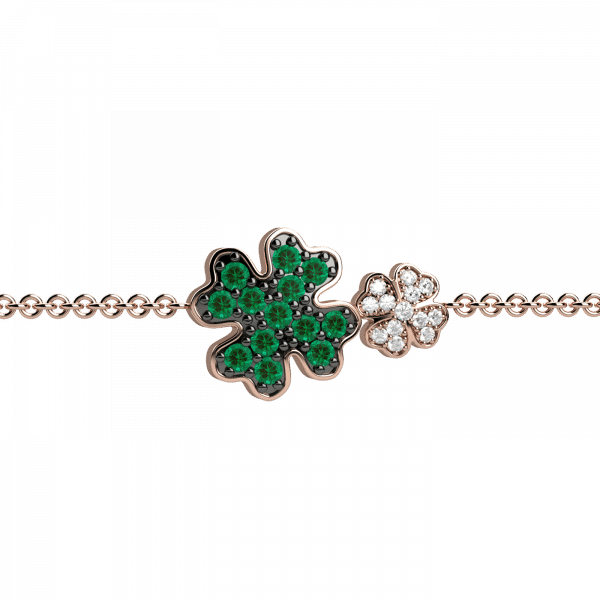 Twins bracciale quadrifogli in Oro 18KT diamanti e tsavorite