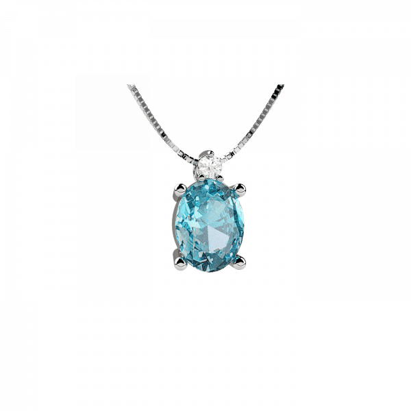 Bright Comets collana con pendente acquamarina in Oro bianco 18KT