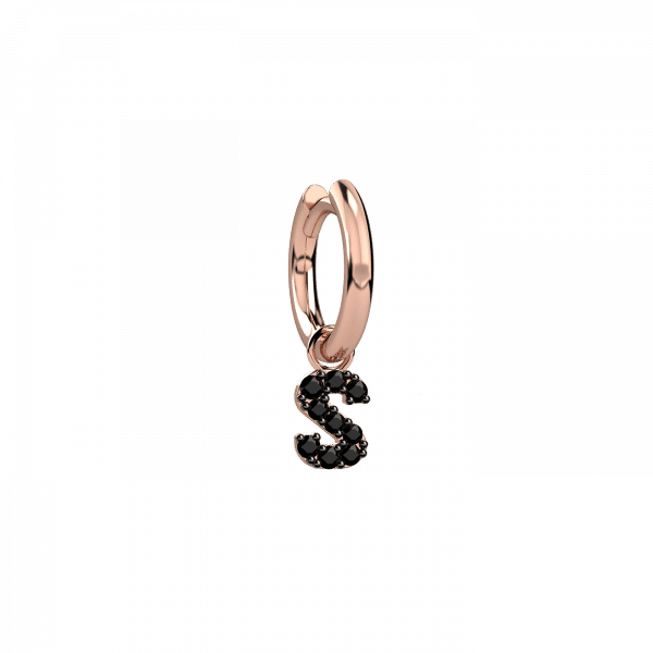 Litte shine orecchino lettera S Oro e diamanti neri