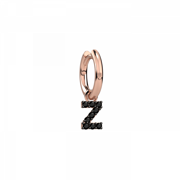 Litte shine orecchino lettera Z Oro e diamanti neri