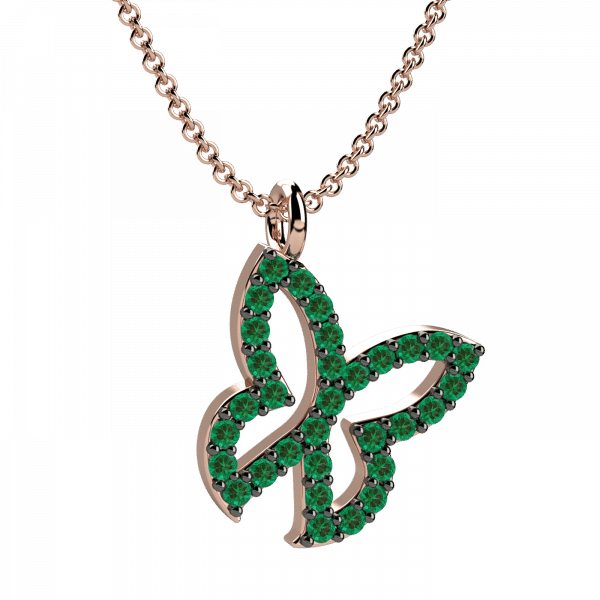 Serendipity collana farfalla Oro 18KT e tsavorite