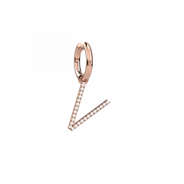 Inevitable orecchino lettera V Oro 18KT e diamanti