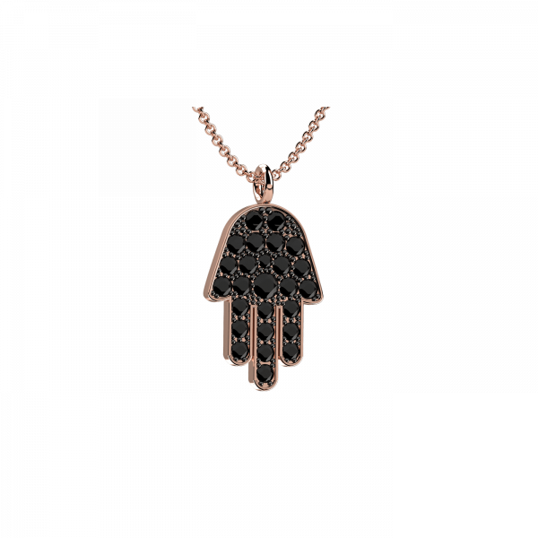 Easy collana mano di fatima Oro 18KT e diamanti neri