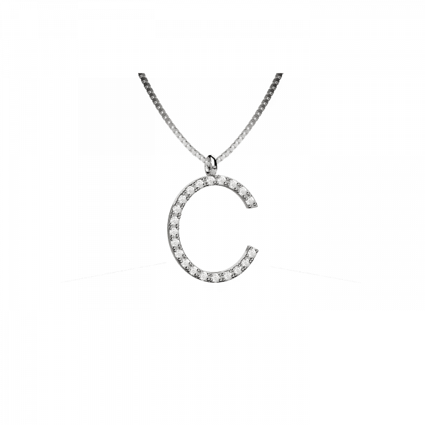 Lighter collana lettera C in Oro 18KT e diamanti