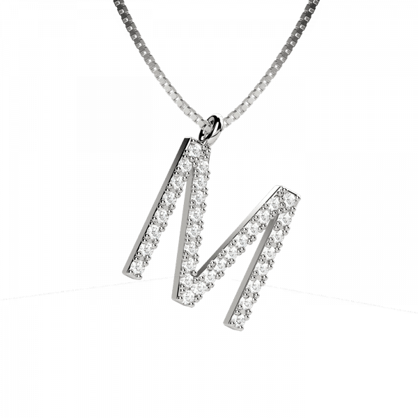 Lighter collana lettera M in Oro 18KT e diamanti