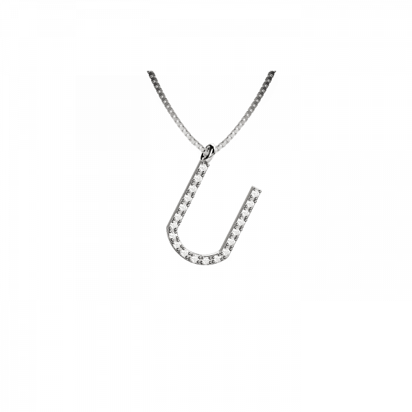 Lighter collana lettera U in Oro 18KT e diamanti