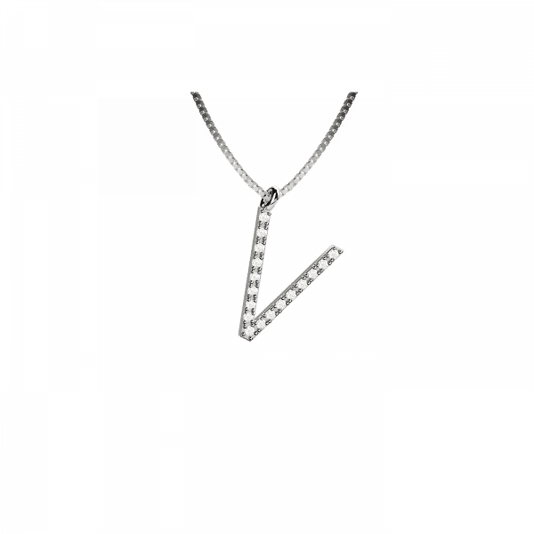 Lighter collana lettera V in Oro 18KT e diamanti