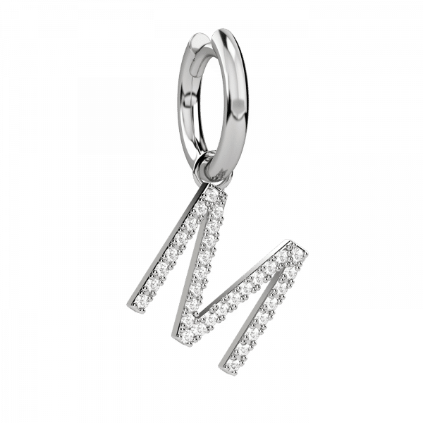 Lighter orecchino lettera M in Oro 18KT e diamanti