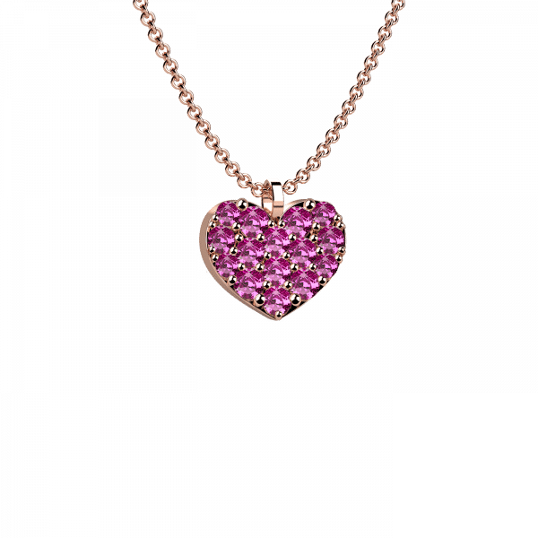 Feelings collana con cuore zaffiri rosa Oro 18KT