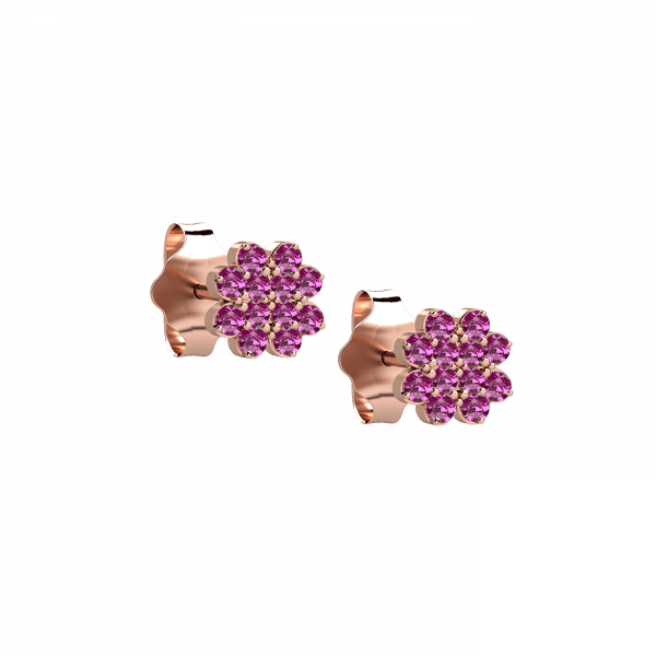 Bright flower orecchini con fiore zaffiri rosa Oro 18KT