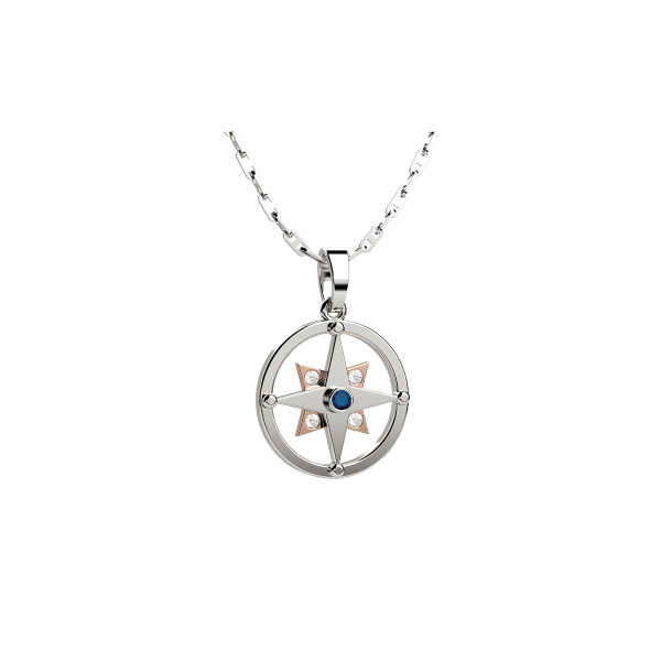 No Limits collana rosa dei venti Oro 18KT diamanti e zaffiri