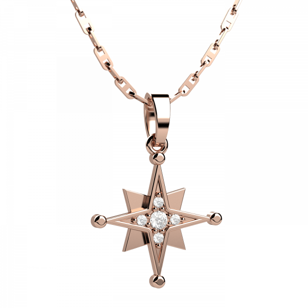 Golden hour collana rosa dei venti Oro 18KT e diamanti