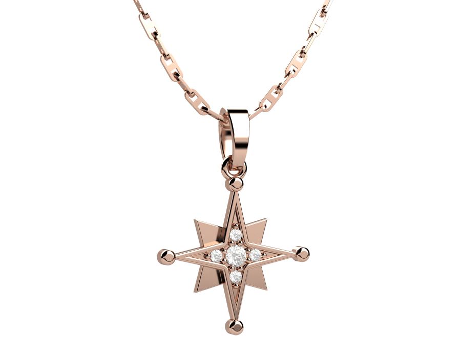 Golden hour collana rosa dei venti Oro 18KT e diamanti