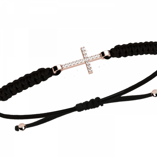 Corda bracciale croce Oro 18KT e diamanti
