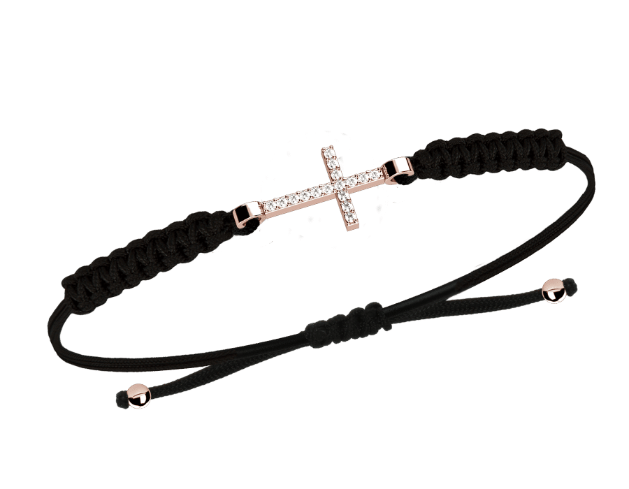 Corda bracciale croce Oro 18KT e diamanti