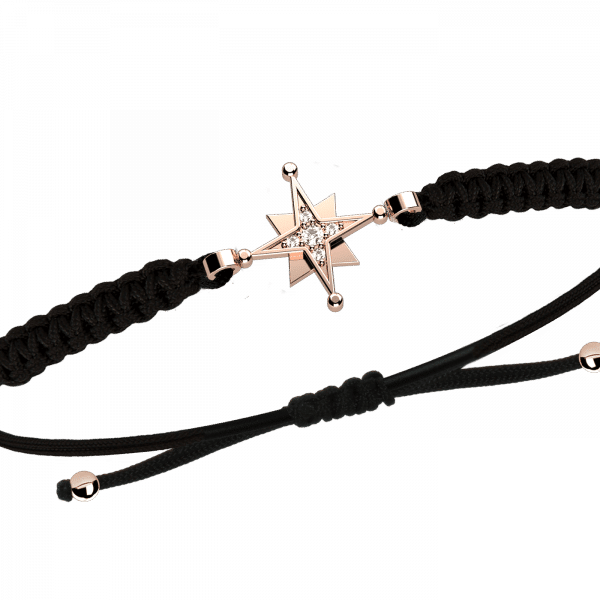 Corda bracciale rosa dei venti Oro 18KT e diamanti