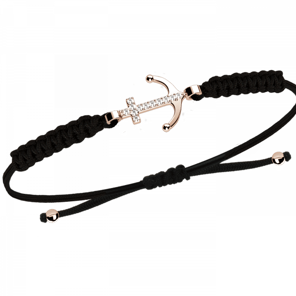 Corda bracciale ancora Oro 18KT e diamanti