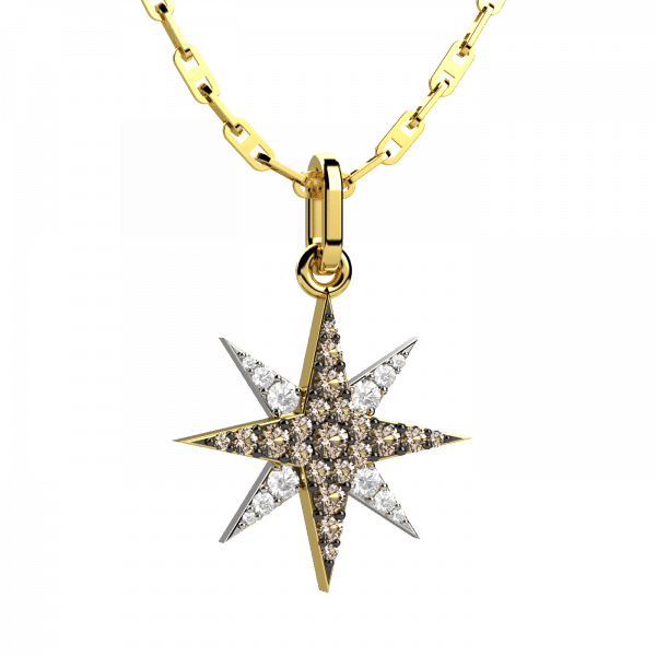 Revival collana rosa dei venti 18KT diamanti brown e diamanti
