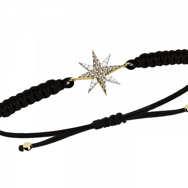 Caucciù bracciale rosa dei venti in Oro 18KT diamanti brown e diamanti