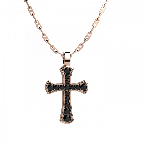 Revival collana croce in Oro 18KT e diamanti neri