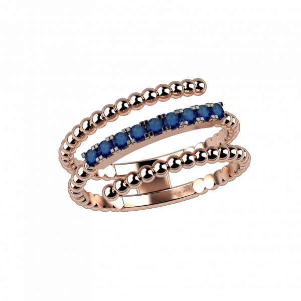 Curly 18KT Gold and sapphire ring<br><br>