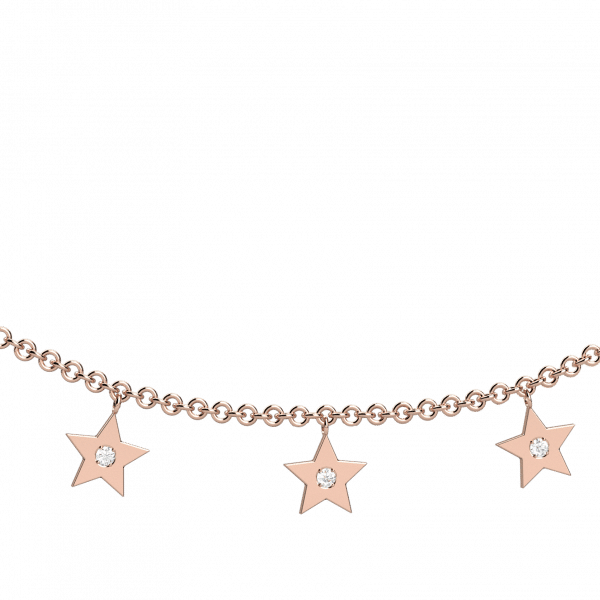 Chain of stars collana 18KT con cuori di diamanti