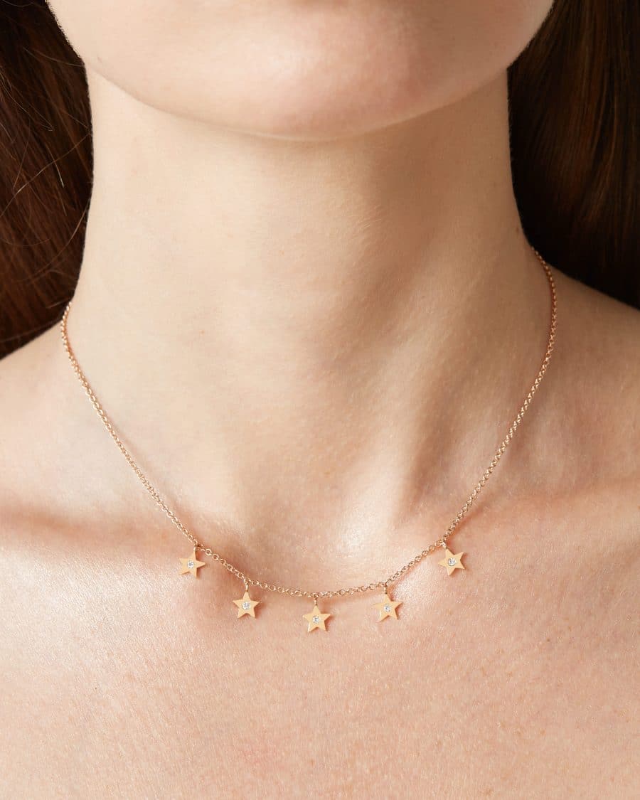 Chain of stars collana 18KT con cuori di diamanti - immagine 2