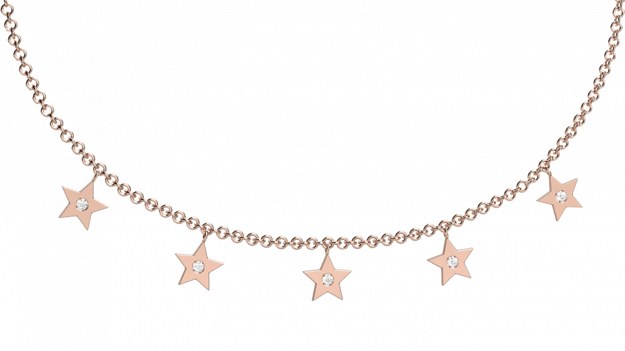 Chain of stars collana 18KT con cuori di diamanti