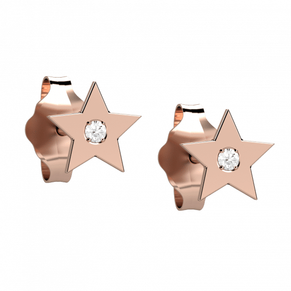 Love us orecchini con stella in oro 18KT con diamanti