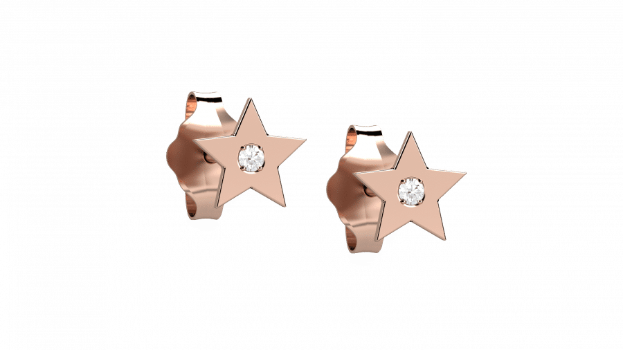 Love us orecchini con stella in oro 18KT con diamanti