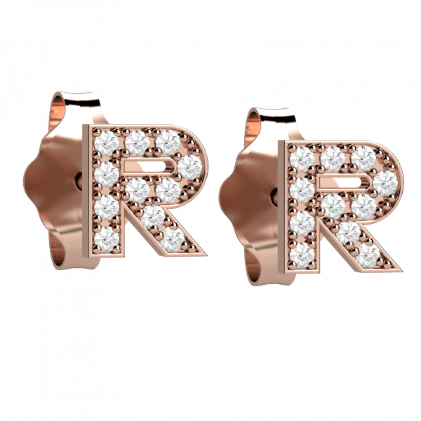 Precious letters U orecchini con iniziale in oro rosa 18KT