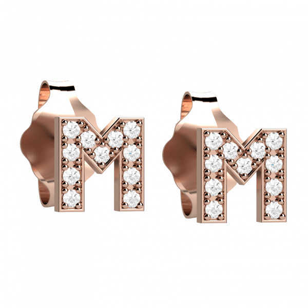 Precious letters M orecchini con iniziale in oro rosa 18KT