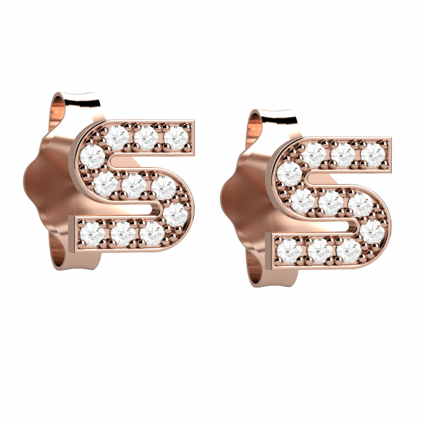 Precious letters S orecchini con iniziale in oro rosa 18KT