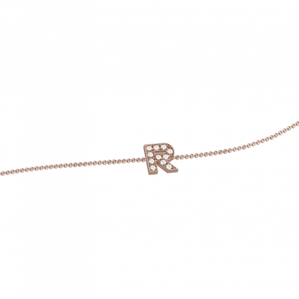 Precious letters R bracciale con catena in oro rosa 18KT
