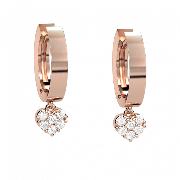 Lightness orecchini in oro rosa 18KT con pendente a cuore di diamanti