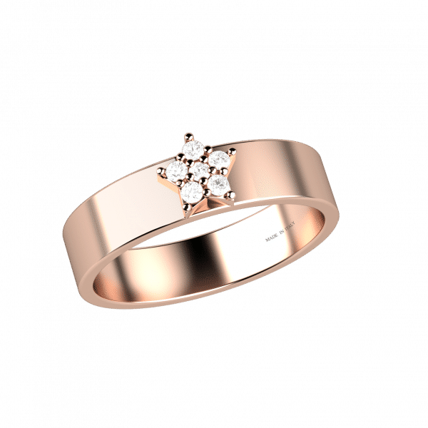 Lightness ring in 18KT rose gold with a central diamond star