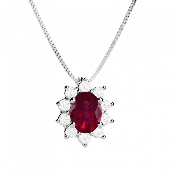 Eternal collana in oro bianco 18KT con rubino e diamanti