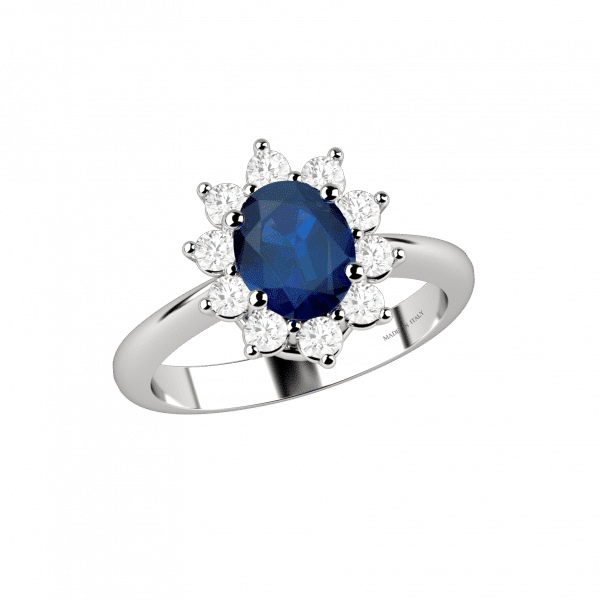Eternal ring in 18KT white gold with a sapphire and diamonds