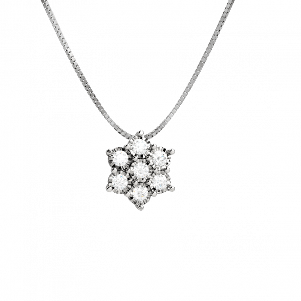 Armony collana con fiore in Oro bianco 18KT