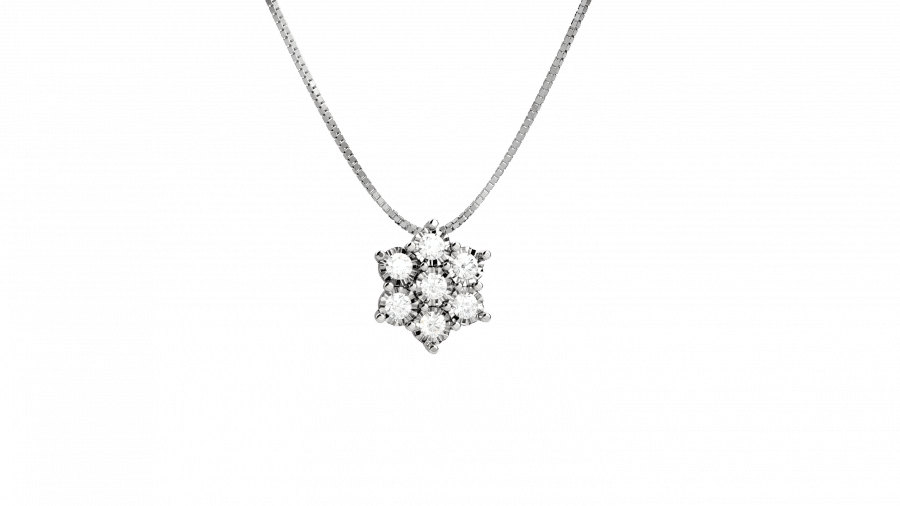 Armony collana con fiore in Oro bianco 18KT